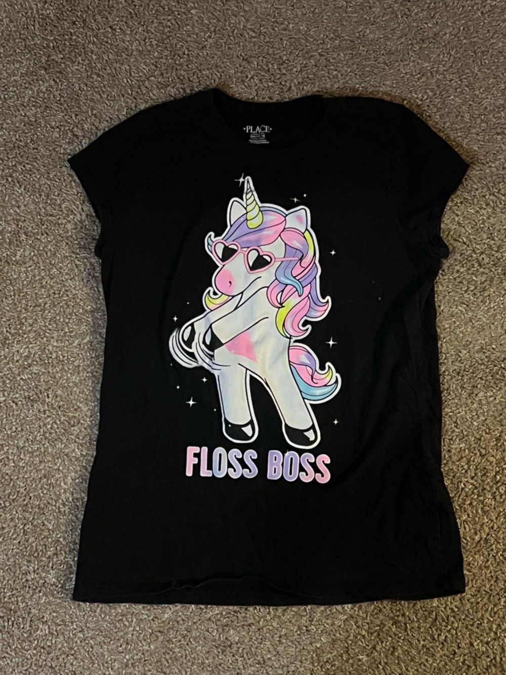 The Children's Place Black Unicorn "Floss Boss" Graphic Tee
